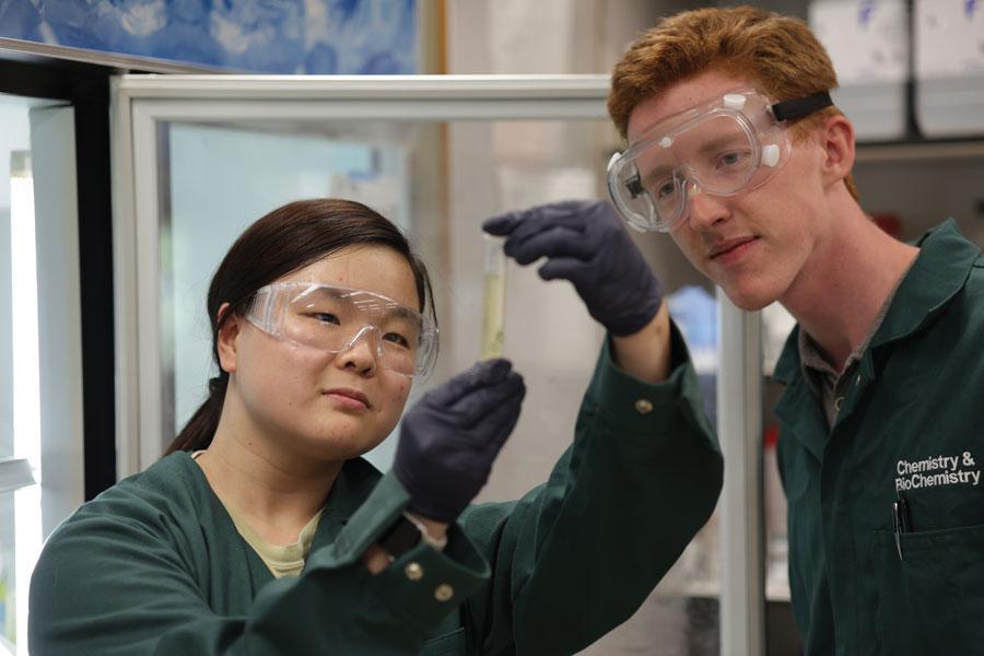 Baylor students working in laboratory