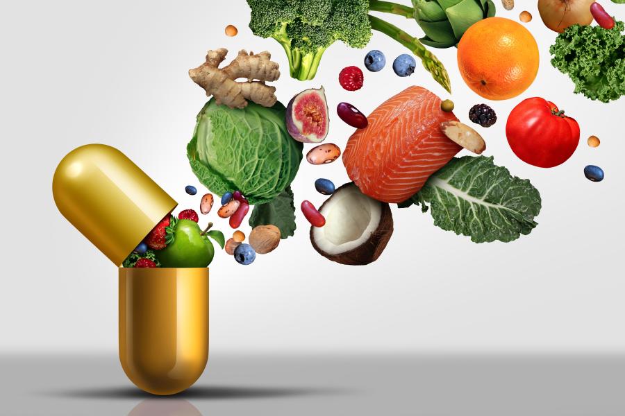 Abstract art of medicine and food