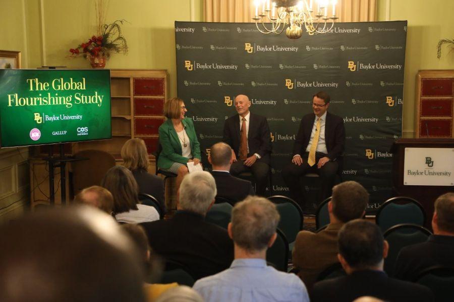 Global Flourishing Study researchers introduce the study at a 2021 GFS launch event.