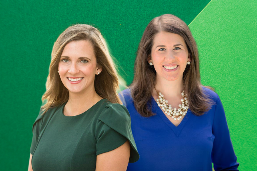 Connections graphic image of Devan Stahl (L) and Sarah Schnitker (R)