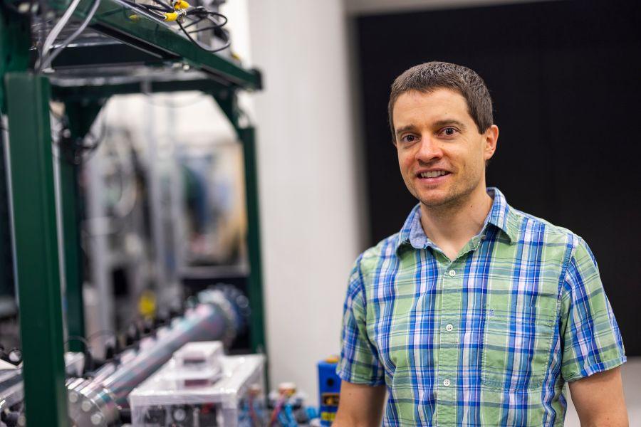 Clayton Mulvihill in his Baylor lab.