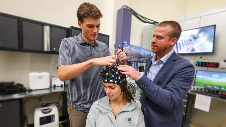 Health Science Studies senior Caden Klein (top left) and Associate Professor Cory Smith (top right)
